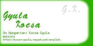 gyula kocsa business card